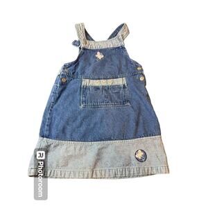 Vintage Expressions Blue Jean Denim Jumper Size 6 90s Floral Overall Dress
